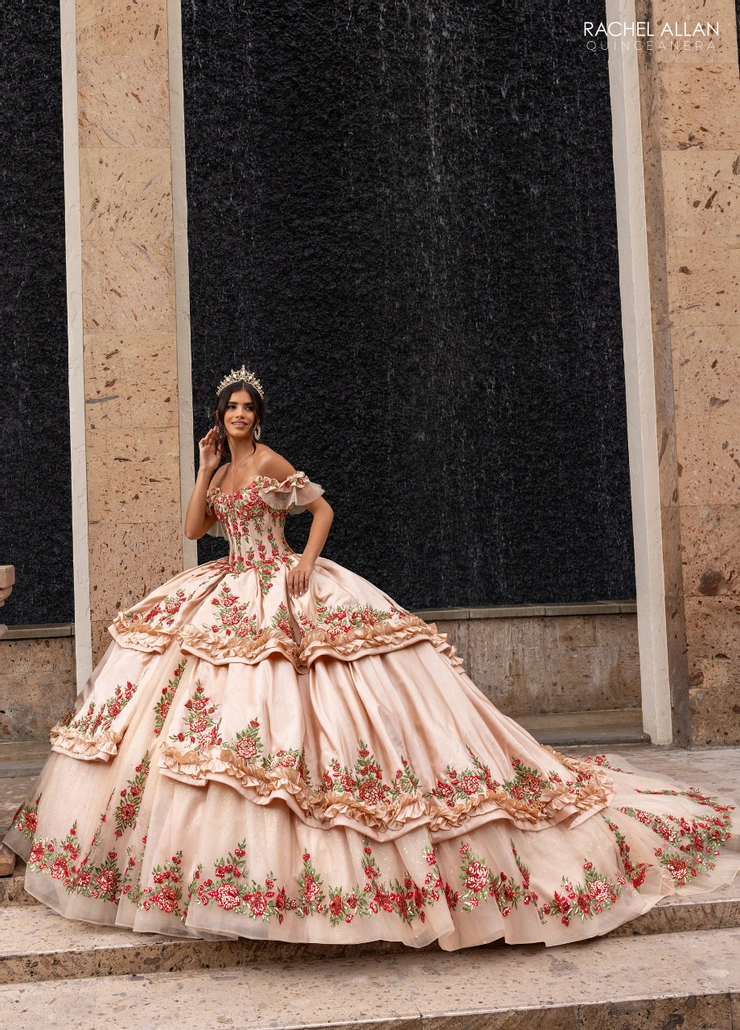 Charro by Rachel Allan Style #RQ5015 #9 Champagne/Red frontface vertical picture