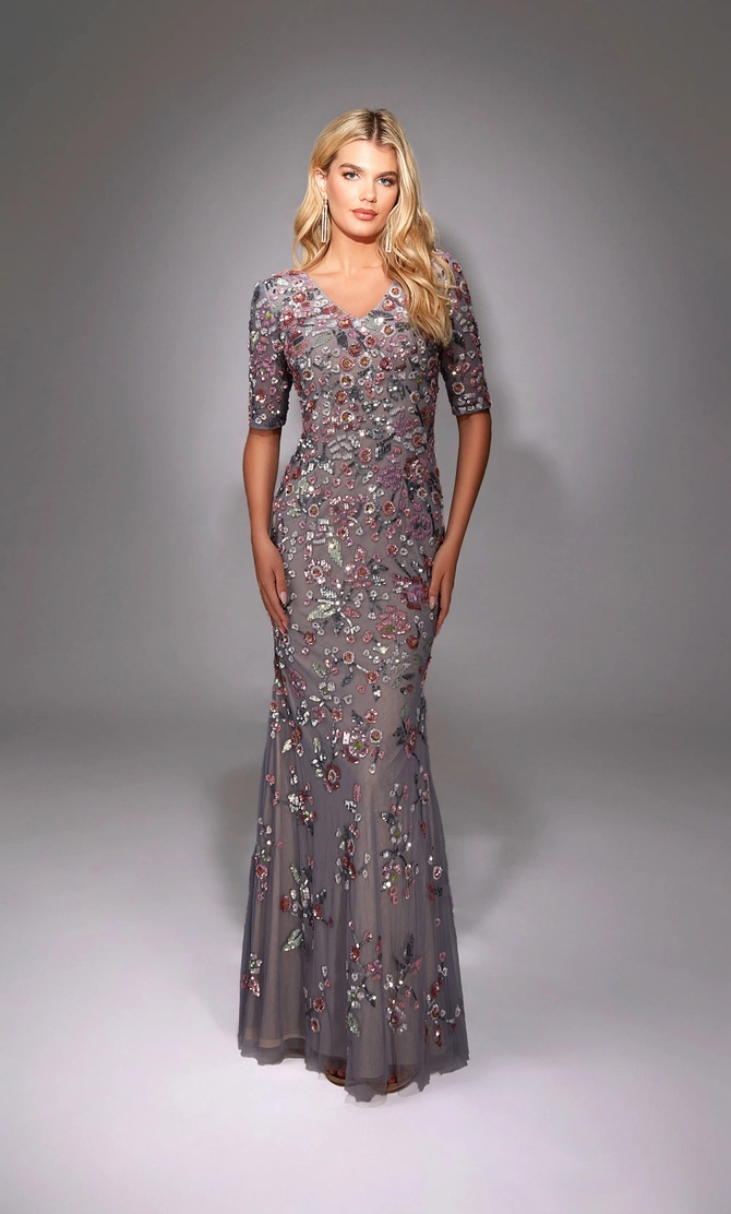 Alyce Paris 27848 - Floral Applique Illusion Evening Gown main image 0