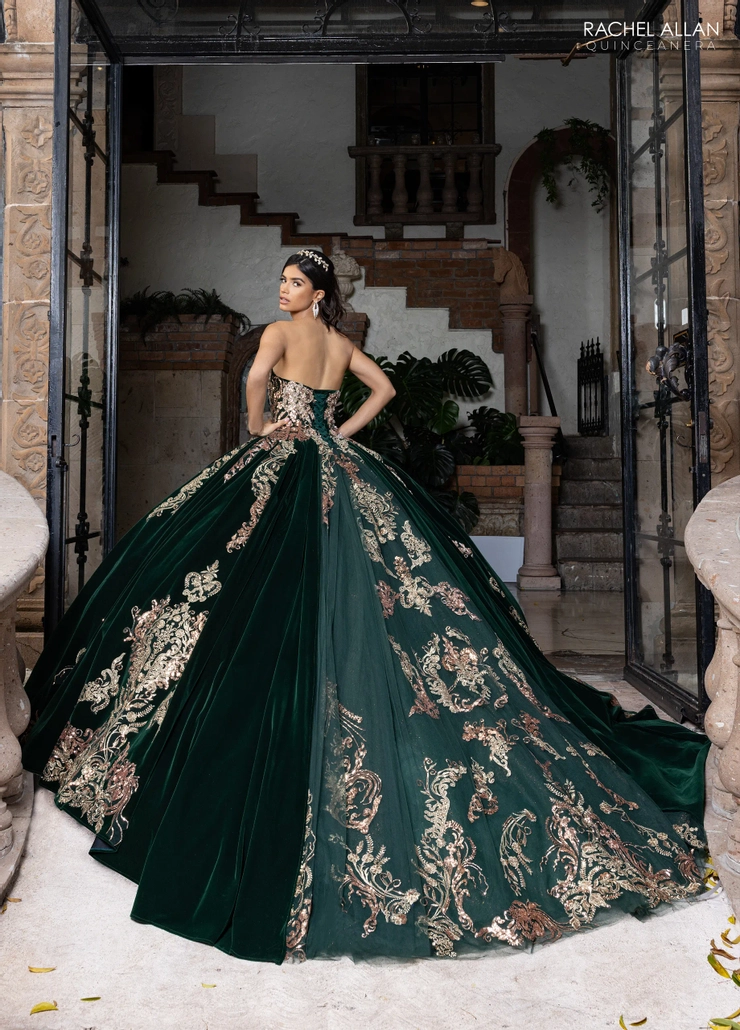 Alta Couture by Rachel Allan Style #RQ3160 #1 default Emerald/Gold backface vertical picture