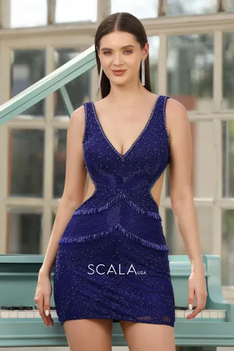 Scala 80248   Sparkling Embellished Mini Dress with Side Cut-outs #0 default frontface vertical thumbnail
