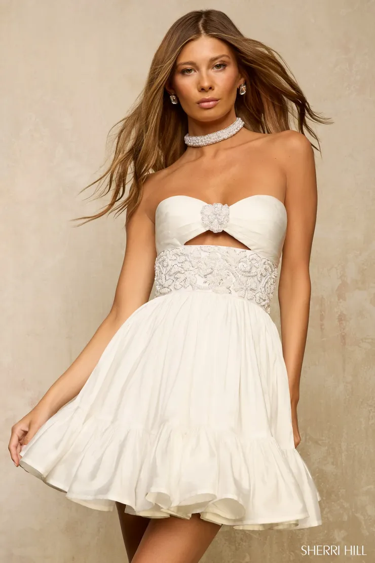 Sherri Hill 57382 #2 Ivory/Silver frontface vertical picture