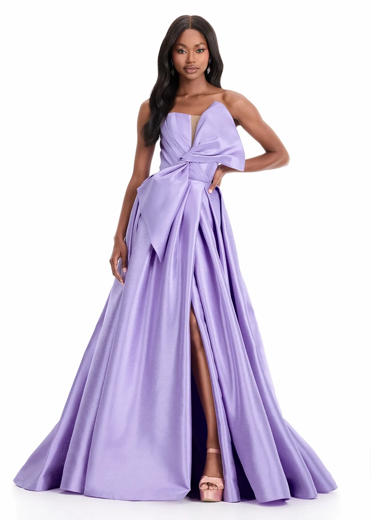 Ashley Lauren Style #11609 Strapless Mikado Ball Gown with Oversized Bow #1 frontface vertical picture