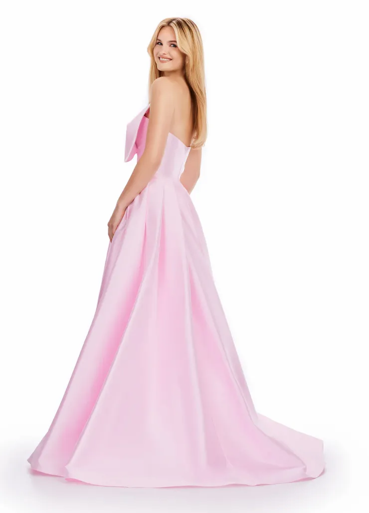 Ashley Lauren Style #11609 Strapless Mikado Ball Gown with Oversized Bow #10 backface vertical picture