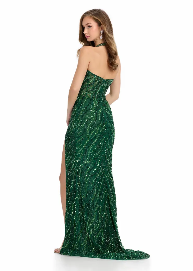Ashley Lauren Style #11964 Fully Beaded Halter Gown #7 backface vertical picture