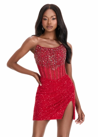 Ashley Lauren Style #4564 Beaded Cocktail Dress with Exposed Boning $1 frontface vertical thumbnail