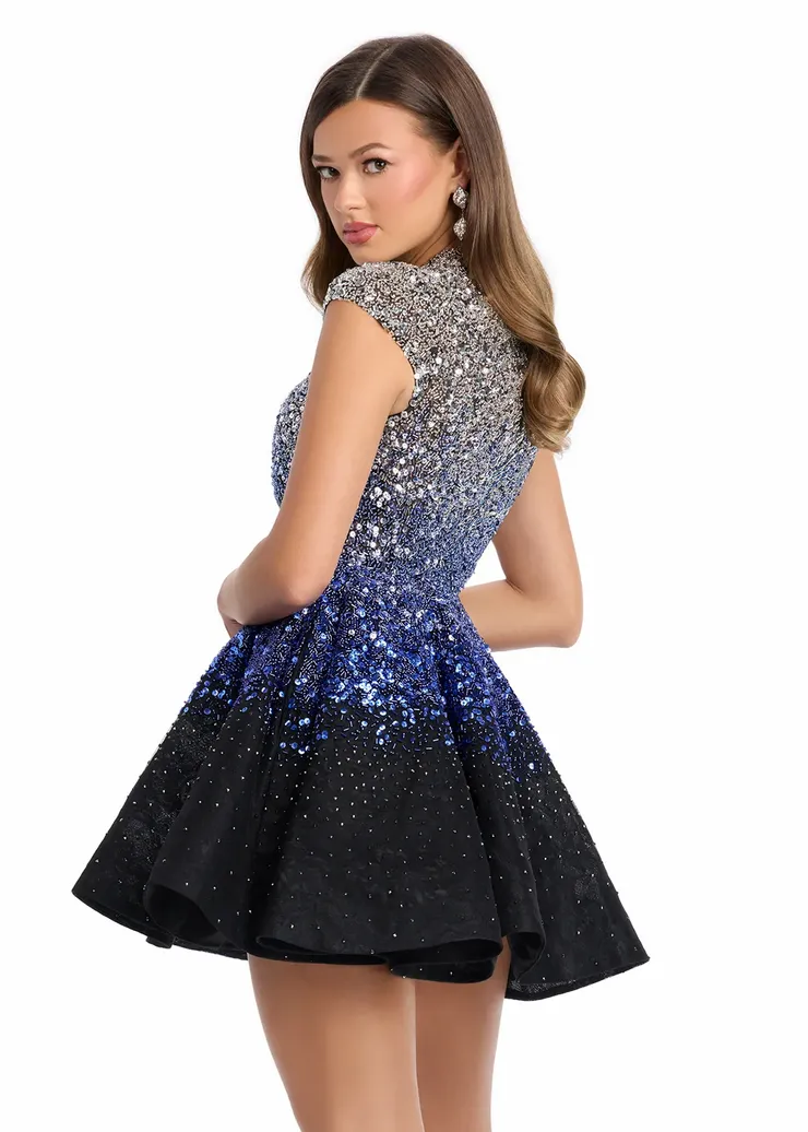 Ashley Lauren Style #4804 A-Line Cocktail Dress with Ombre Beading #5 backface vertical picture