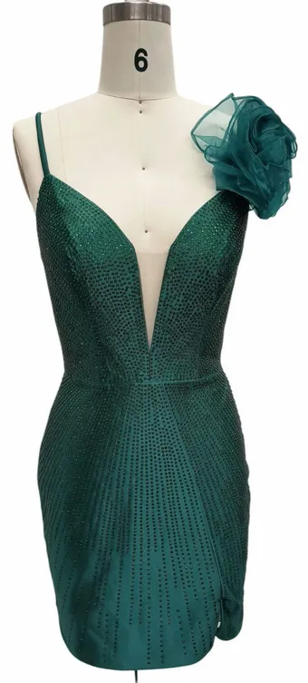 Dave & Johnny 12622   Mini Sheath Dress with Beading & Lace-Up Back #0 default frontface vertical thumbnail