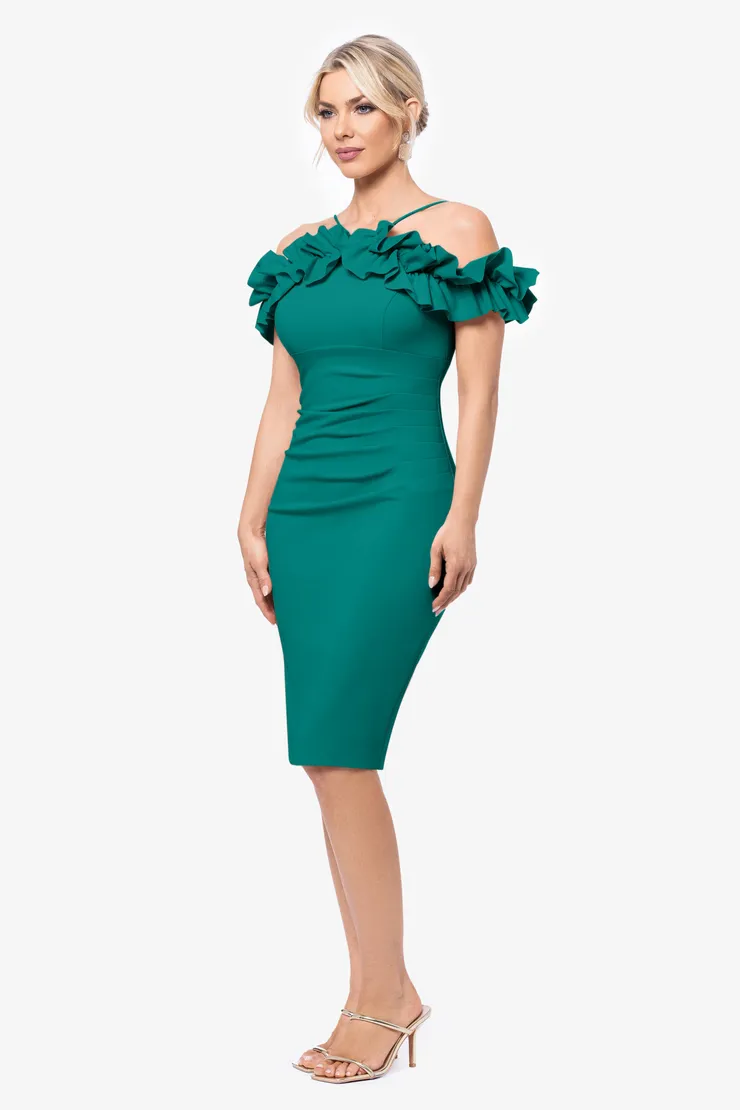 green emerald velvet dress Kelandra Satin Collared V-Neck Long Sleeve Floor Length Dress main image 1