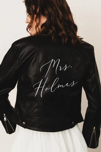 Heirloom Bridal Custom Name Leather Bridal Jacke #3 default backface vertical thumbnail