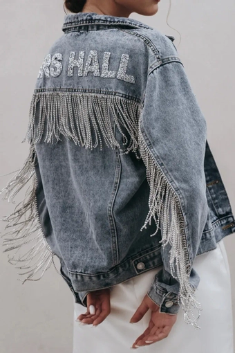 Heirloom Bridal Rhinestone Fringe Jacket #2 backface vertical thumbnail