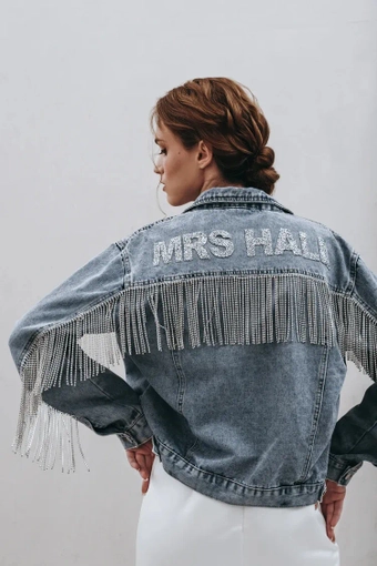 Heirloom Bridal Rhinestone Fringe Jacket #3 backface vertical thumbnail