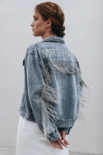 Heirloom Bridal Rhinestone Fringe Jacket #5 backface vertical thumbnail