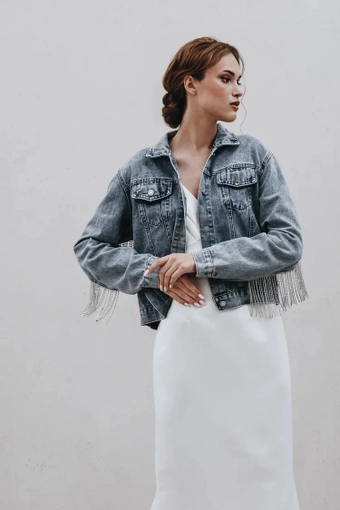 Heirloom Bridal Rhinestone Fringe Jacket #0 default frontface vertical thumbnail