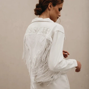 Heirloom Bridal Sequin Fringe Jacket #2 backface vertical thumbnail