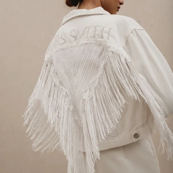Heirloom Bridal Sequin Fringe Jacket #7 backface vertical cropped thumbnail