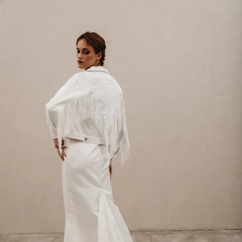 Heirloom Bridal Sequin Fringe Jacket #3 backface vertical thumbnail