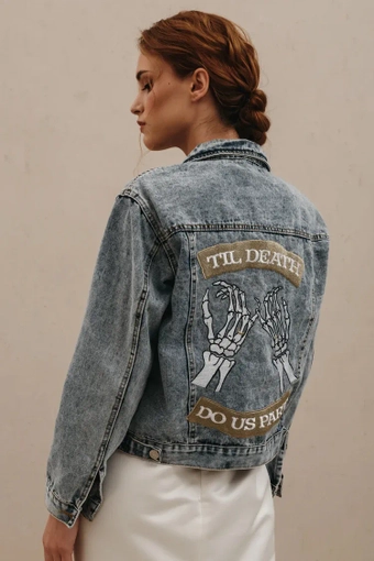 Heirloom Bridal Till Death Pinky Promise Denim Jacket #4 backface vertical thumbnail