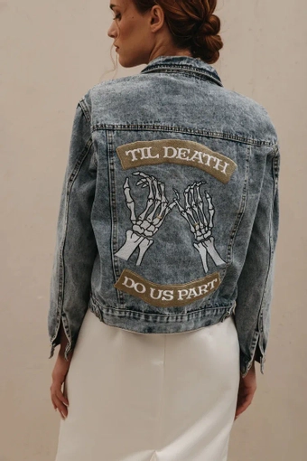 Heirloom Bridal Till Death Pinky Promise Denim Jacket #3 backface vertical thumbnail