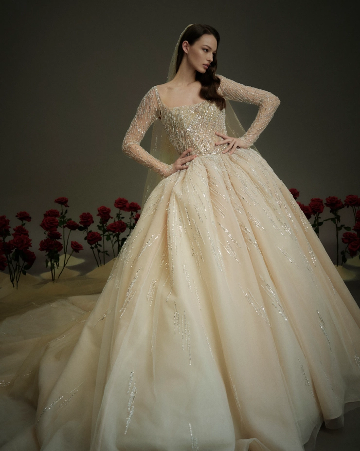 felicia beaded dress FELICIA 69652 tulle and lace fishtail wedding dress with plunging back –  Veni Infantino main image 0