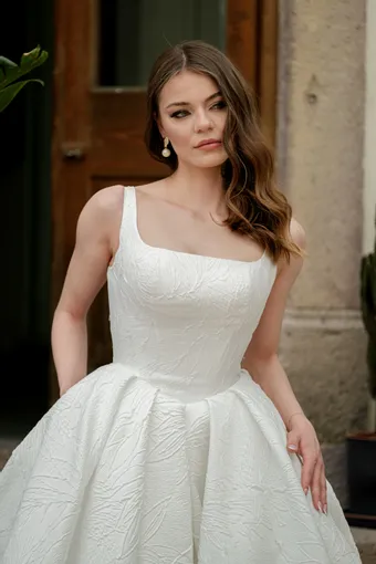 Jana Ann Couture Style #Aveline (square neck textured ballgown) #0 default frontface vertical cropped thumbnail