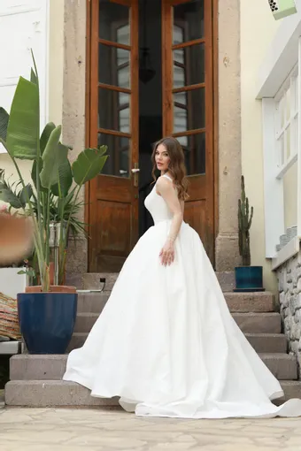 Jana Ann Couture Style #Aveline (square neck textured ballgown) #1 default backface vertical thumbnail