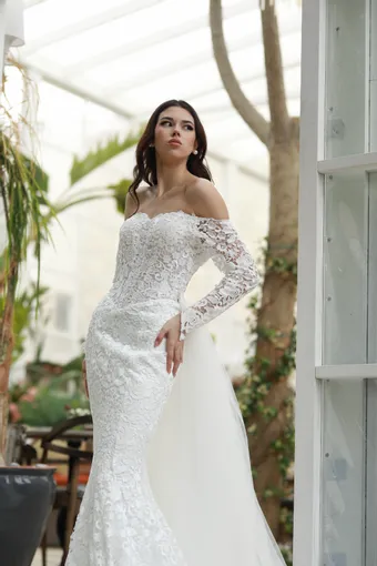 Jana Ann Couture Style #Elanora – Off-Shoulder Lace Mermaid Wedding Dress #5 vertical thumbnail