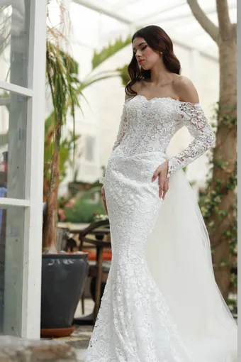 Jana Ann Couture Style #Elanora – Off-Shoulder Lace Mermaid Wedding Dress #2 frontface vertical thumbnail