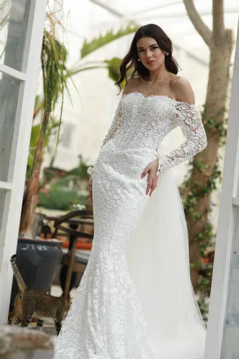 Jana Ann Couture Style #Elanora – Off-Shoulder Lace Mermaid Wedding Dress #3 frontface vertical thumbnail