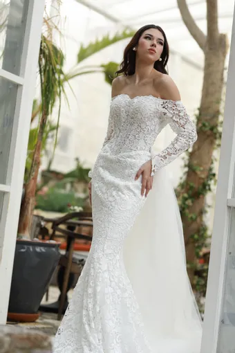 Jana Ann Couture Style #Elanora – Off-Shoulder Lace Mermaid Wedding Dress #1 frontface vertical thumbnail