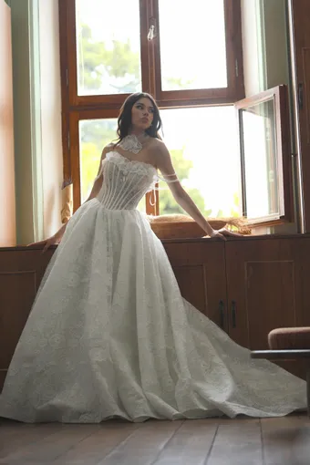 Jana Ann Couture Style #Fiorella – Floral Embroidered Corset Ballgown with Shoulder Straps #0 default frontface vertical thumbnail