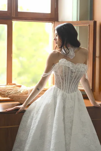 Jana Ann Couture Style #Fiorella – Floral Embroidered Corset Ballgown with Shoulder Straps #4 frontface vertical cropped thumbnail