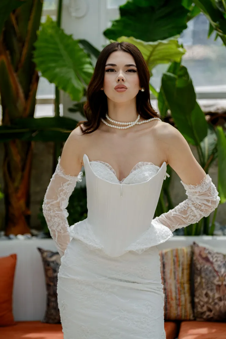 structured corset wedding dress Isolde Modern Structured Corset Wedding Gown
