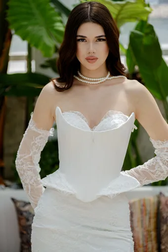 Jana Ann Couture Style #Isolde (structured corset mermaid dress) #4 frontface vertical cropped thumbnail