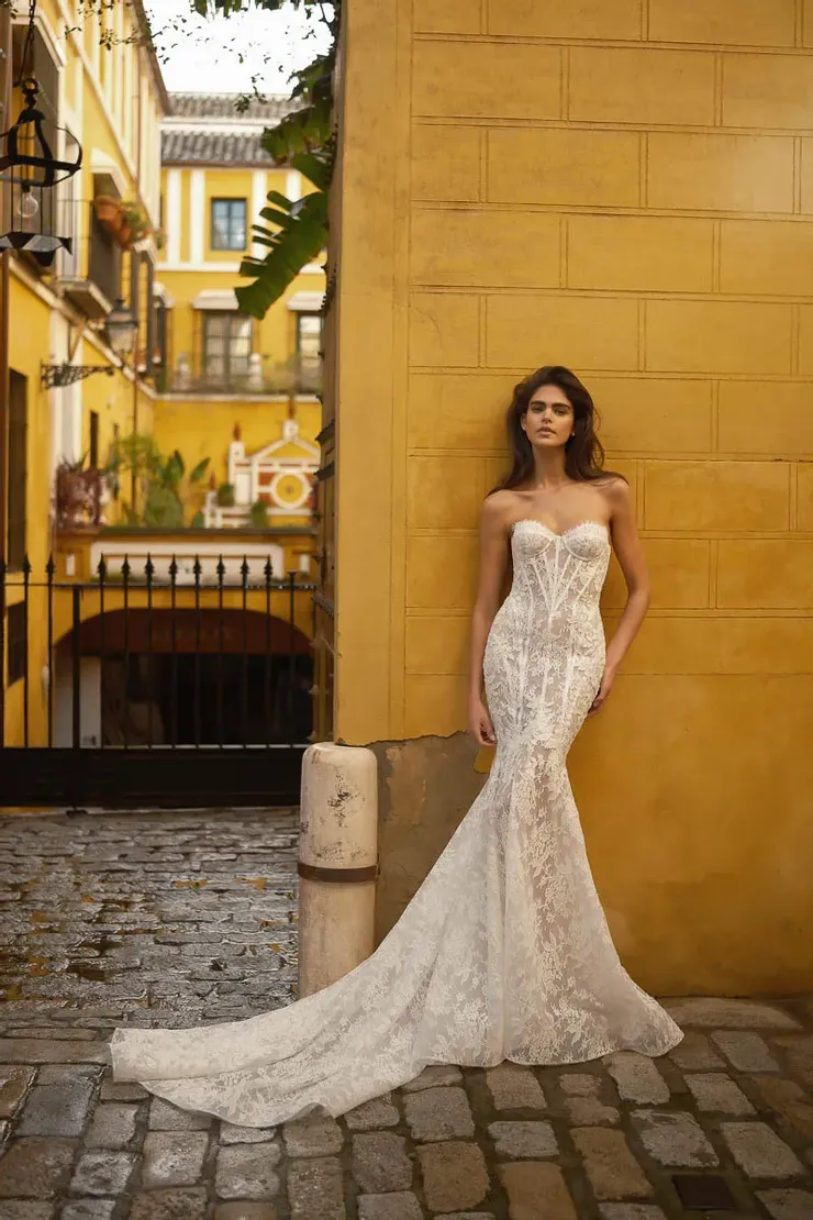 navy blue dress for baby girl Our classic Berta Bride! Style “23-109” strapless corset bodice A-line  tulle gown featuring dreamy embroidered floral appliqués from BERTA Bridal  Fall 2023 Collection! @berta @bertabridal #berta2023 #bertabridal  #bertasingapore #2023wedding