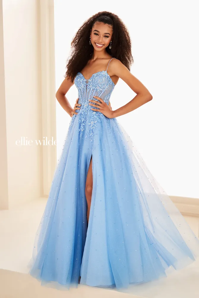 Glitter Tulle Ball Gown w/ Corset Bodice & Pockets
