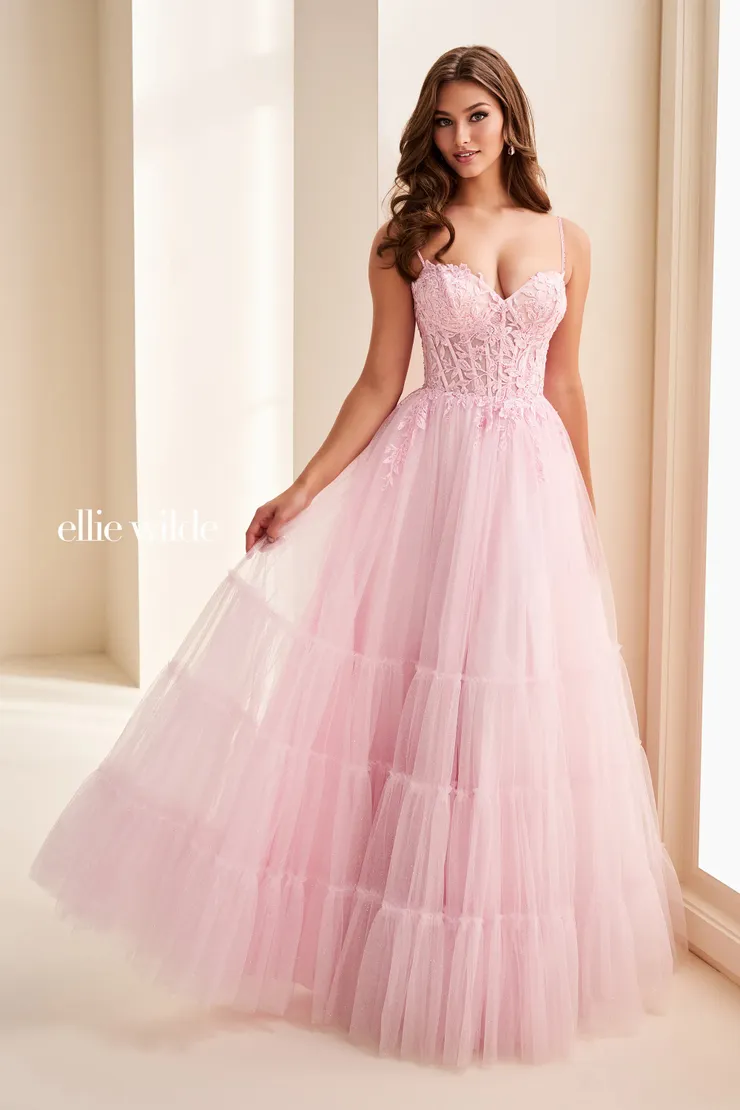 EW37107 Sweetheart Ball Gown w/ Corset Bodice & Pockets #0 default Fairy Pink frontface vertical picture