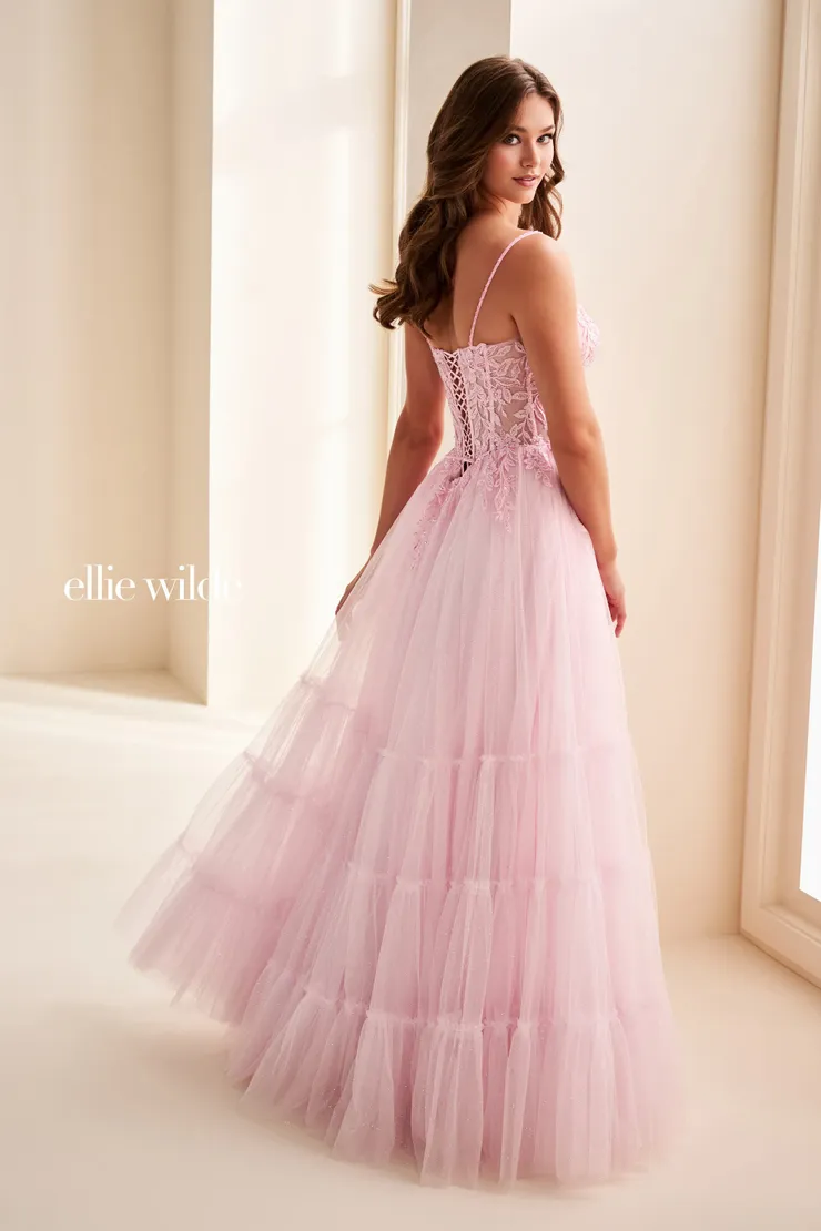 EW37107 Sweetheart Ball Gown w/ Corset Bodice & Pockets #2 default Fairy Pink backface vertical picture