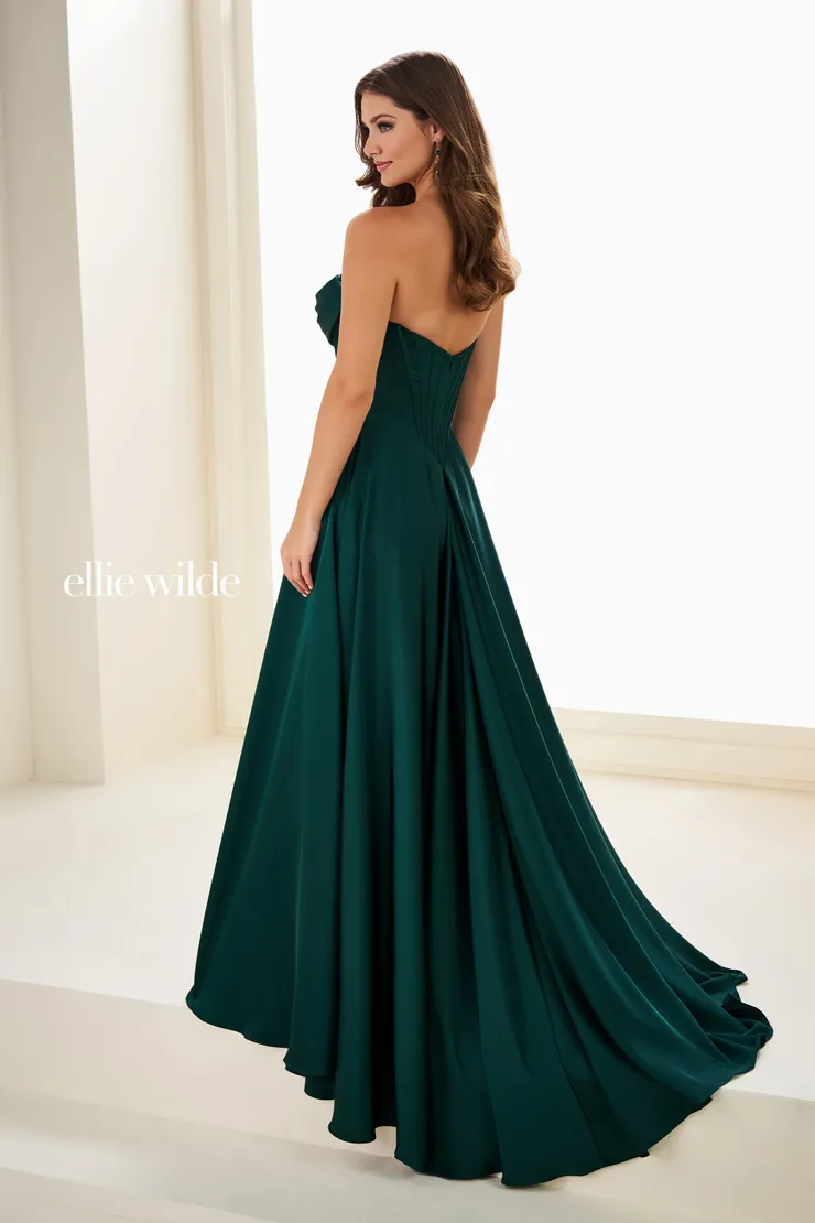 EW37213 A-Line Dress w/ Two-Tier Sweetheart Neckline #2 default Forest Green backface vertical picture