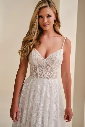 A-Line Wedding Dress w/ Semi-Sheer Corset Bodice Style No. E624 $3 Ivory/Sand frontface vertical cropped thumbnail