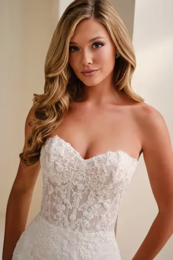 Strapless Mermaid w/ Tulle Skirt & Semi-Sheer Corset Style No. E629 $3 Ivory/Sand frontface vertical cropped thumbnail