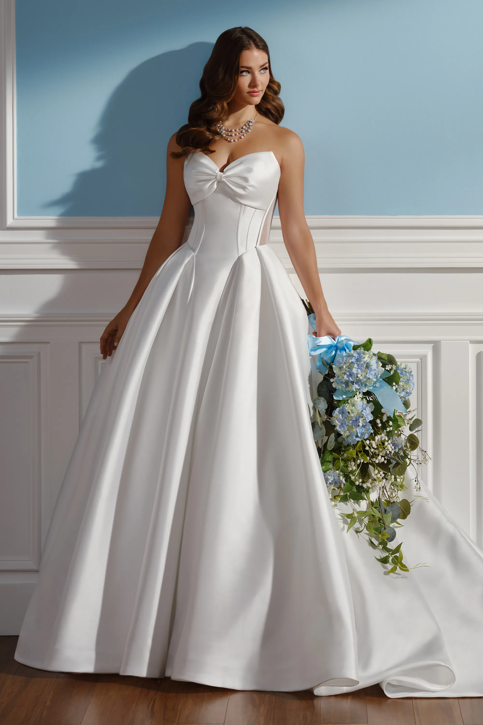 Ball Gown Tea Length Wedding Dresses Near Me A-Line Wedding Dress Tea Length  3/4, image size:2000x3000