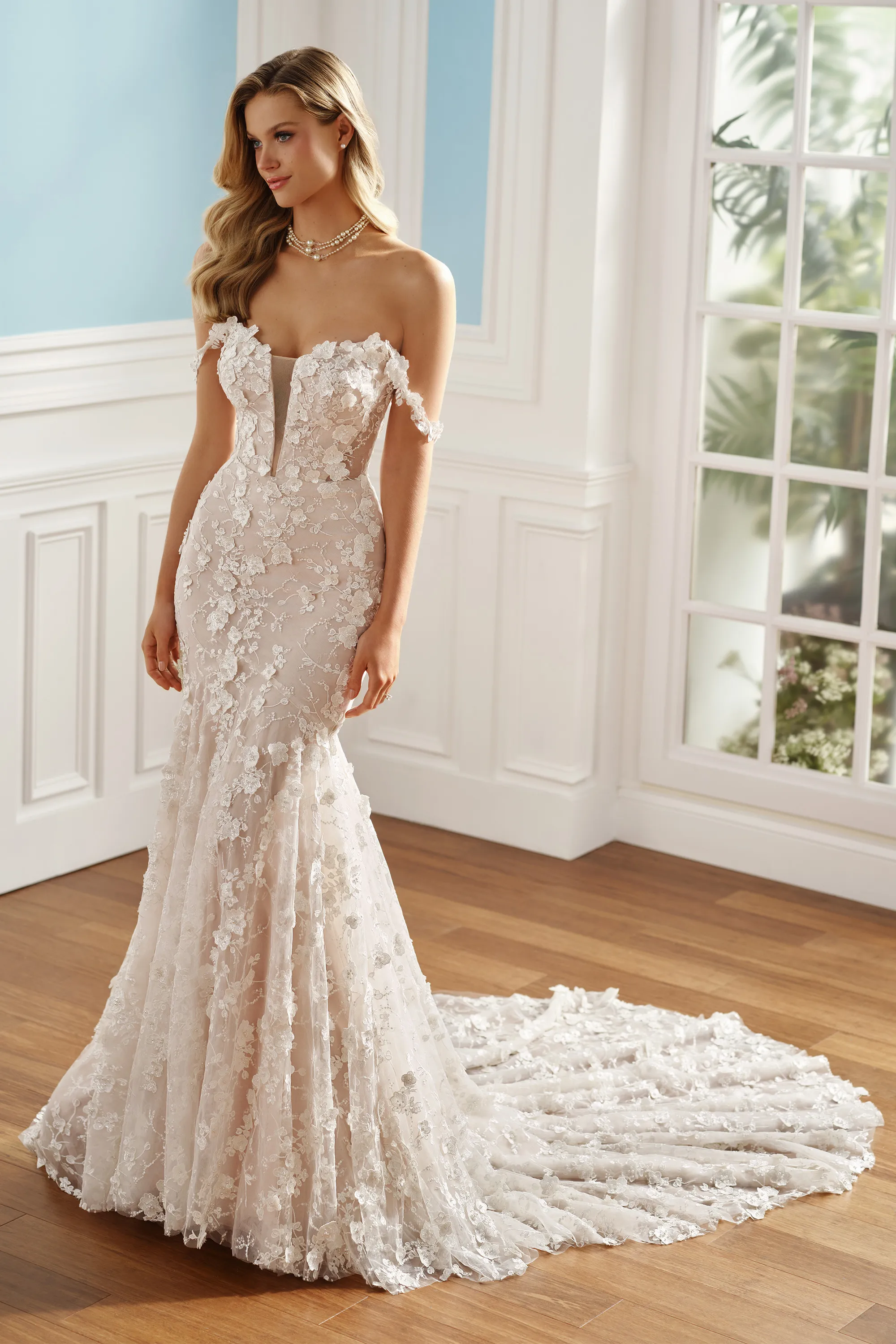 navy blue dress for baby girl Tulle A-line Illusion Sleeveless Lace Appliques Wedding Dresses With Train,  MW803 main image 0