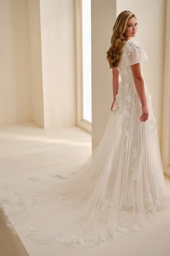 Scoop Lace A-Line Gown w/ Flutter Sleeves #MOD342 $2 default Ivory/Champagne backface vertical thumbnail