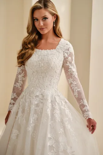 Queen Anne A-Line Wedding Gown w/ Tulle Skirt #MOD346 $3 Ivory/Sand frontface vertical cropped thumbnail