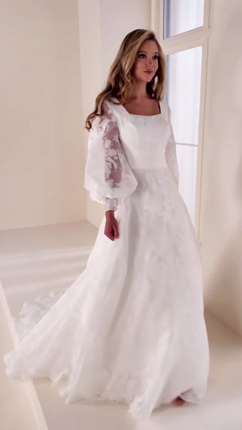 Organza Ball Gown w/ Bishop Sleeves #MOD344 $1 autoplay loop mute thumbnail