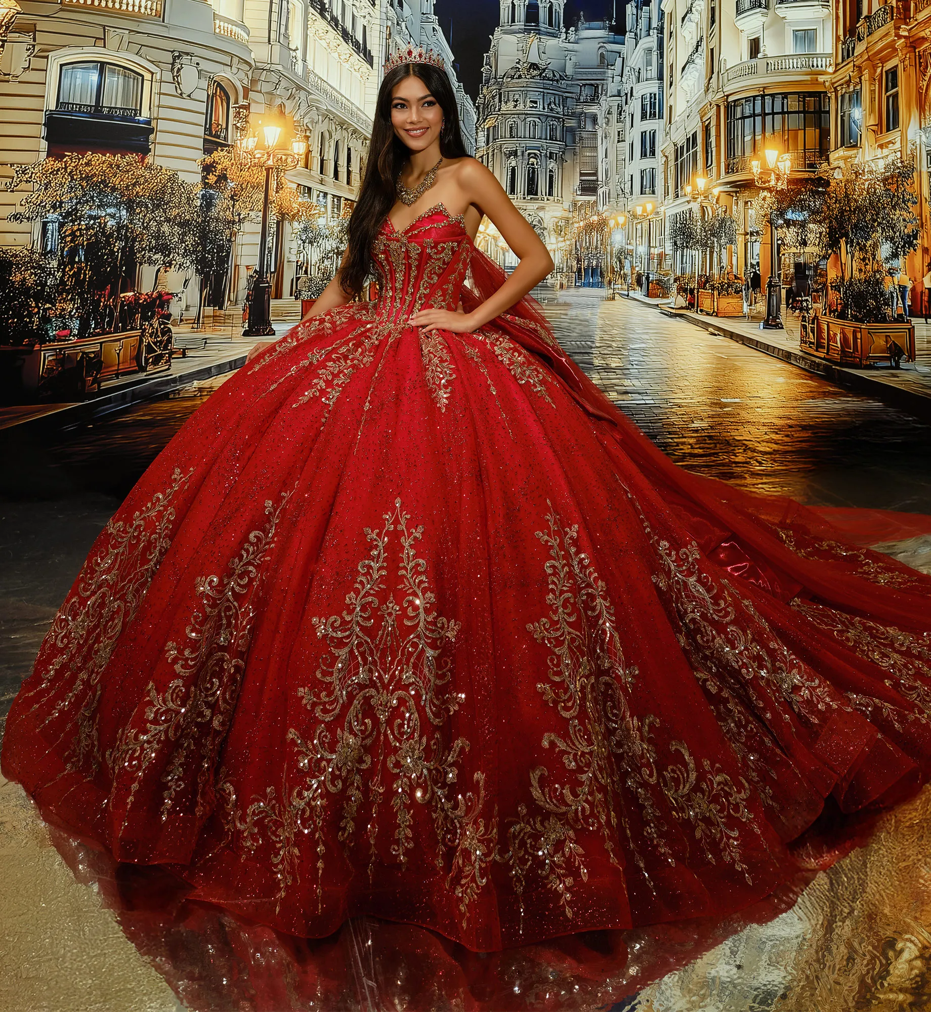fitted lace wedding dress Red Sparkly Princess Quinceanera Dresses Floral Applique Boning Corset –  mermelo