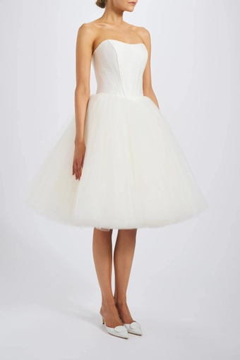 Amsale Little White Dress #LW258 #1 frontface vertical thumbnail
