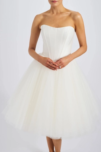Amsale Little White Dress #LW258 #3 frontface vertical cropped thumbnail