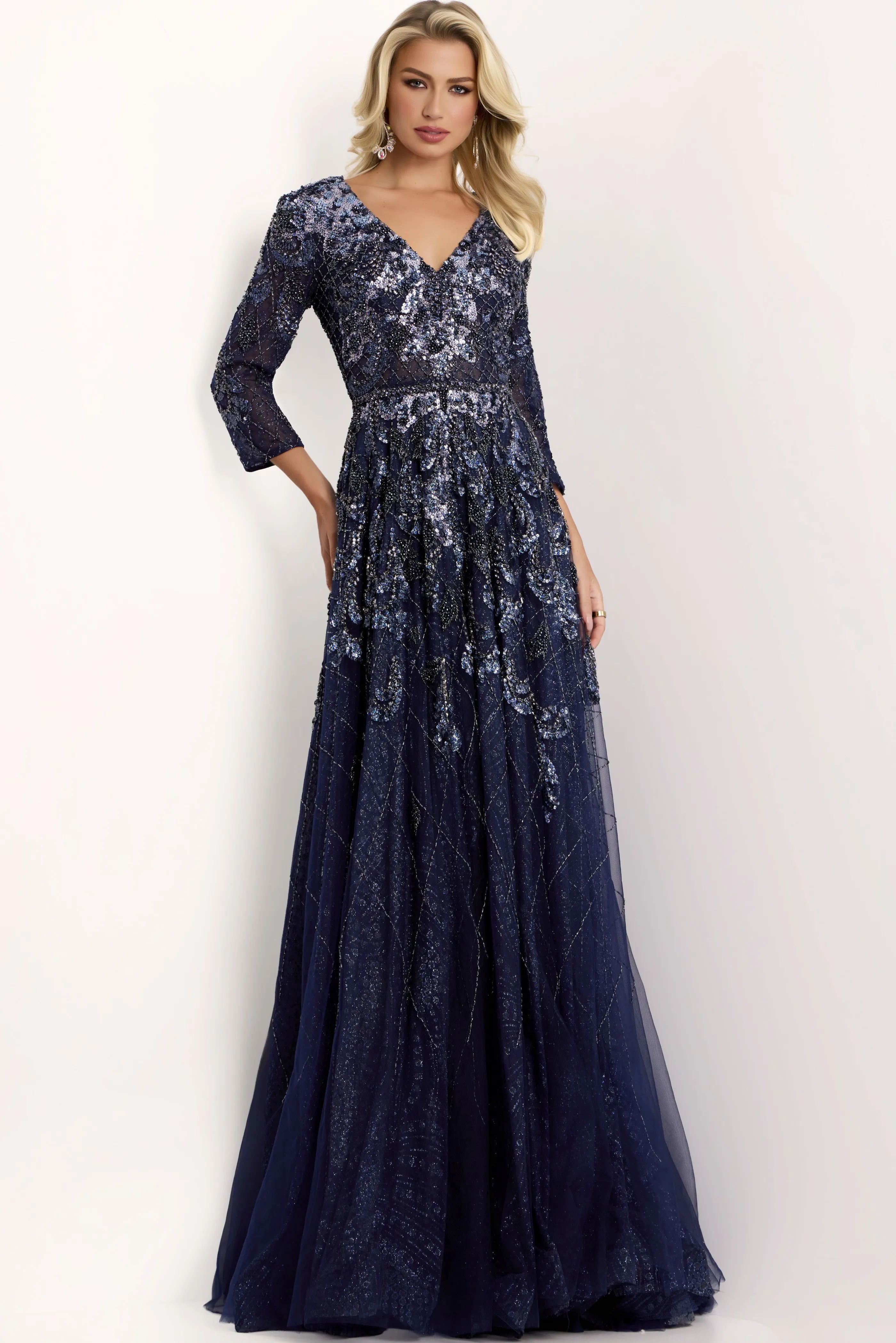 jovani mother of the bride dresses Jovani 48480 Sweetheart Neckline, Beaded Cap Sleeves, and Mermaid Silhouette Mother of the Bride Dress Black/Gold / 00