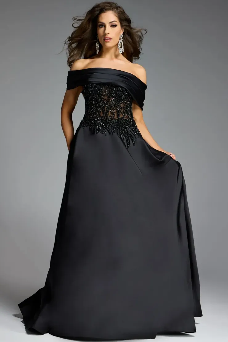 Jovani Style #41198 #7 Black frontface vertical picture